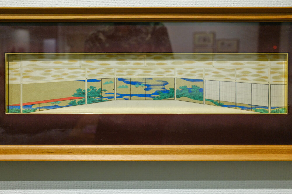 「鶴寿千歳」舞台装置原画 - 小村雪岱